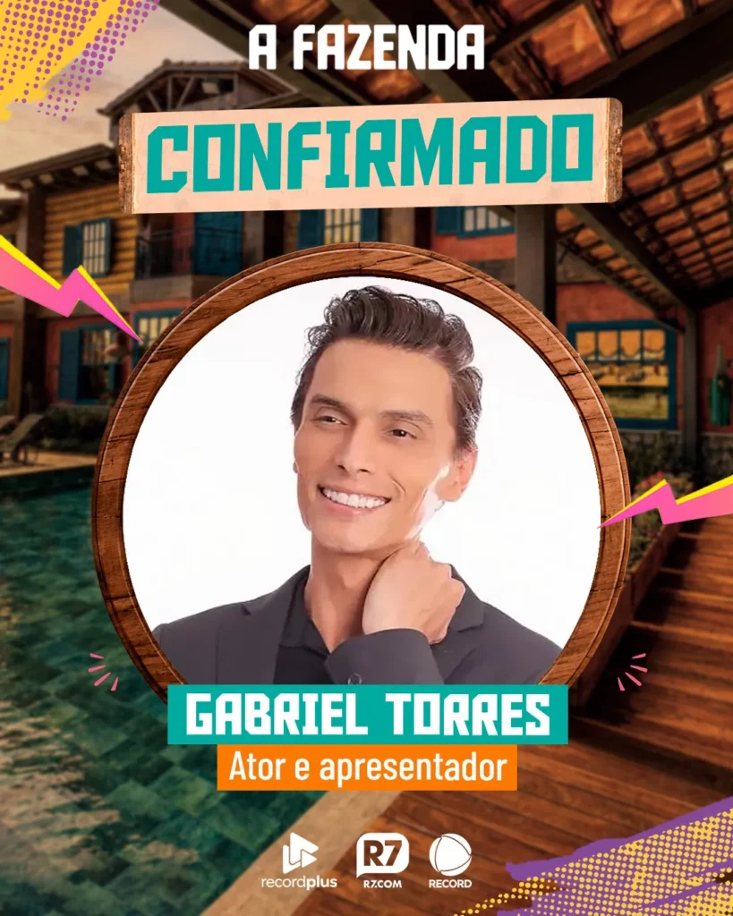 Gabriel Torres em arte oficial de A Fazenda 18