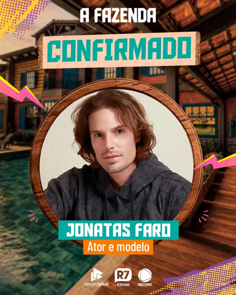 Jonatas Faro em arte oficial de A Fazenda 18