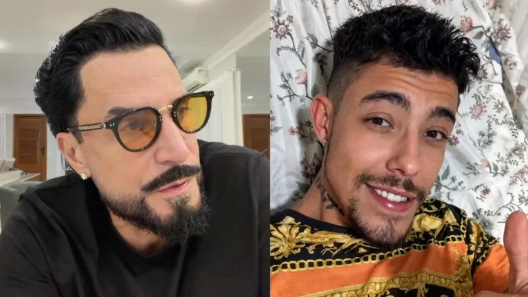 Latino se pronuncia após acusações do filho: ‘Será tratado de forma privada’ Montagem de fotos entre Latino e filho, Guilherme.