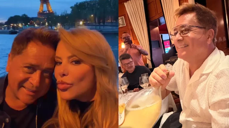 Montagem de fotos entre Poliana e Leonardo em viagem a Paris