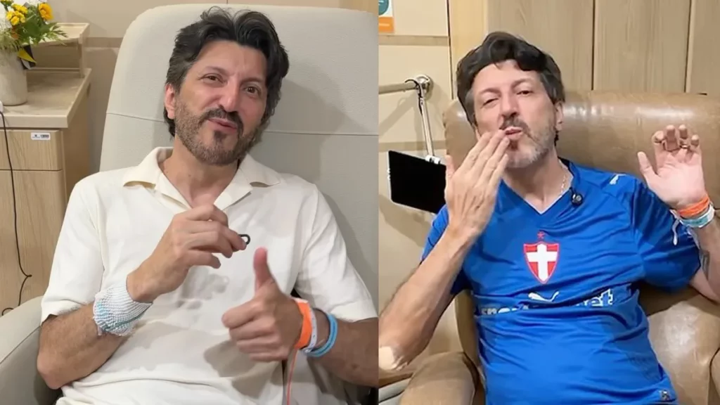 Lito Sousa deixa hospital e passa a receber cuidados paliativos em casa; entenda Montagem de fotos com Lito Souza em hospital.