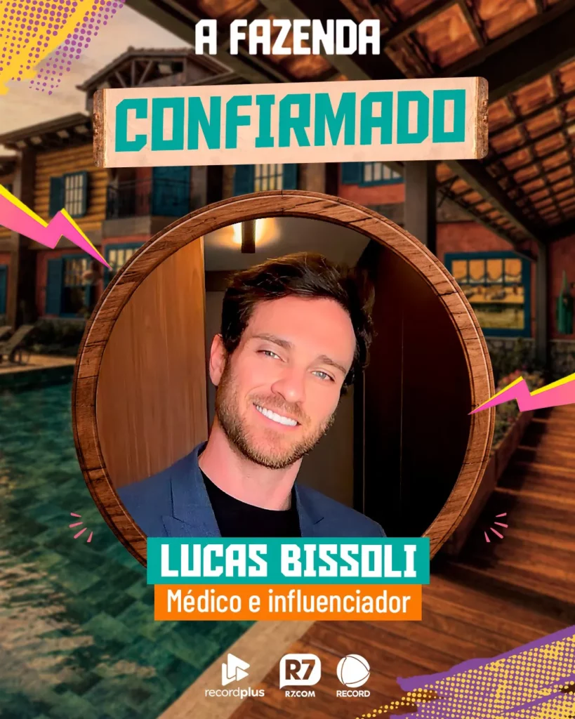 Lucas Bissoli em arte oficial de A Fazenda 18