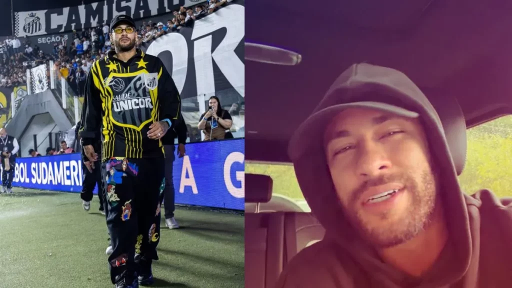 Montagem de fotos com Neymar Jr em jogo do Santos