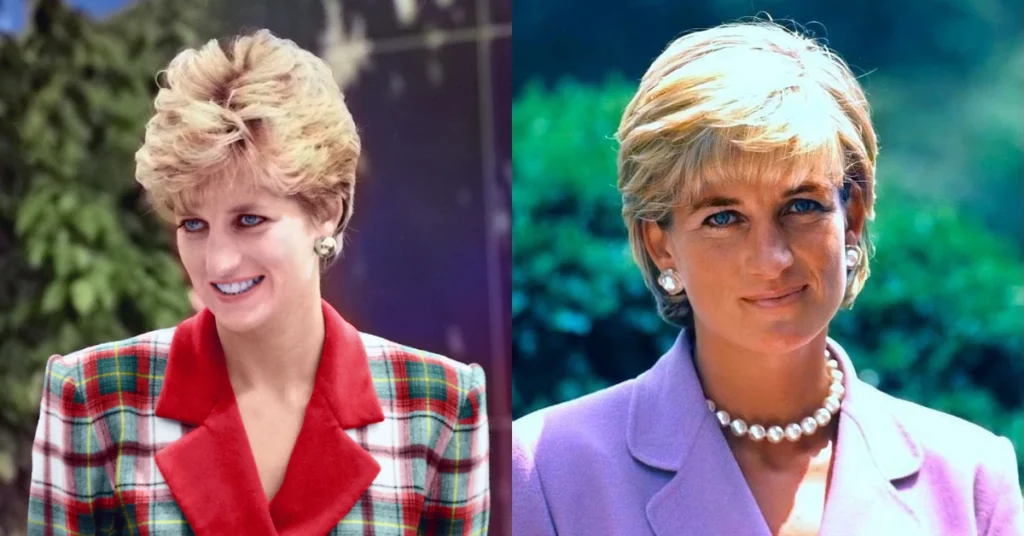 Princesa Diana tem ‘vestido da vingança’ de volta ao mercado por valor milionário Montagem reúne dois retratos da princesa Diana, um com blazer xadrez e outro com conjunto lilás