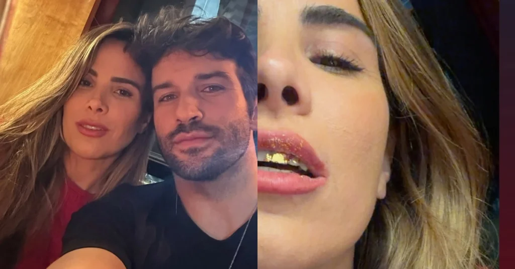 Wanessa Camargo ostenta ouro até na sobremesa durante date; veja Montagem mostra Wanessa Camargo ao lado de Bruno Bevan e com folha de ouro comestível nos dentes durante jantar