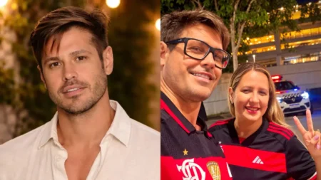 Montagem reúne retrato de Dado Dolabella e registro do ator ao lado da advogada Mara Damasceno, que recebeu homenagem dele nas redes sociais.