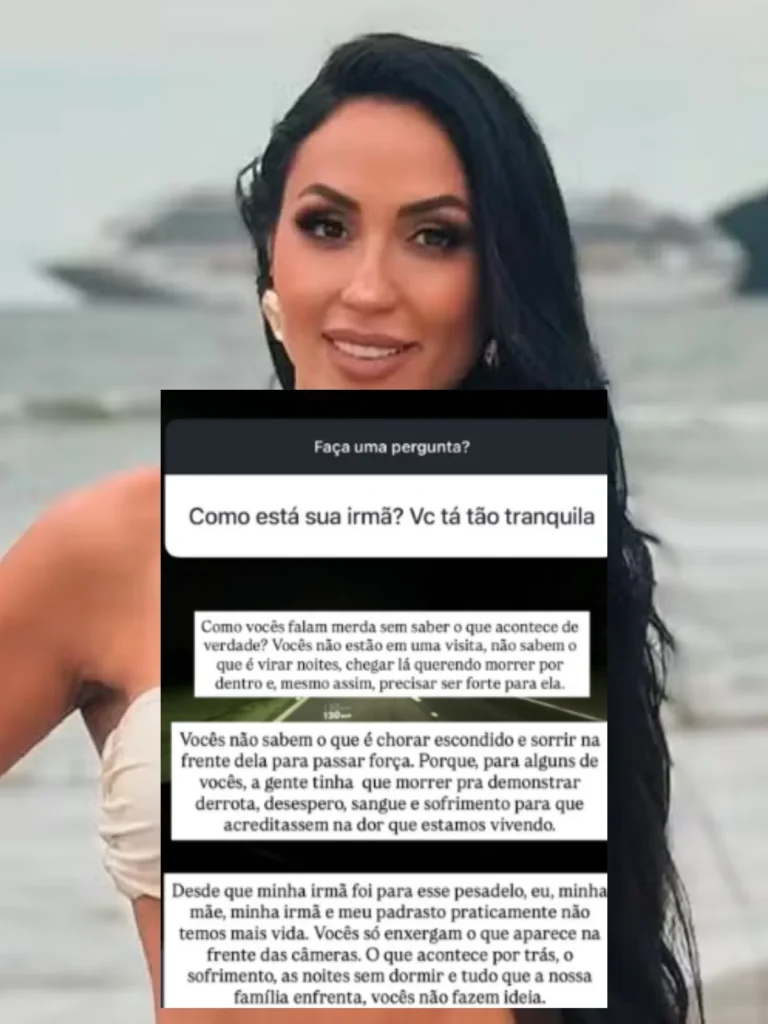 Story de Daiane Bezerra falando sobre a irmã. 