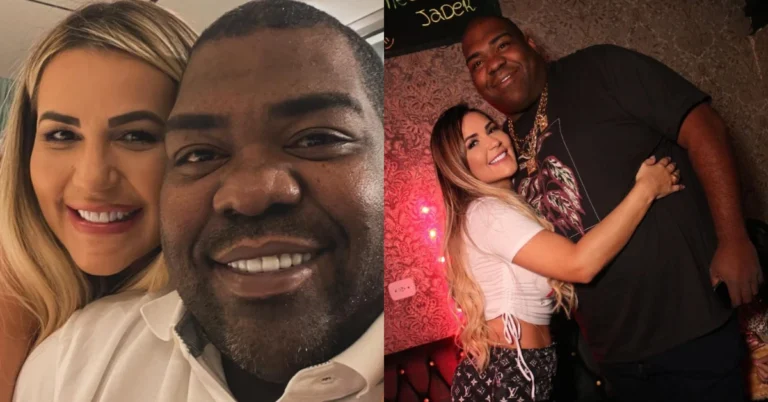 Montagem reúne duas fotos de Deolane Bezerra e seu ex-segurança Nego Jader, que aparecem sorridentes em registros juntos