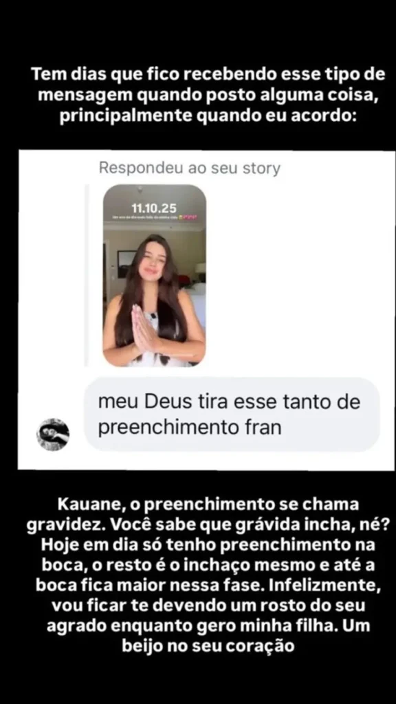Storie de Franciny Ehlke falando sobre a gravidez