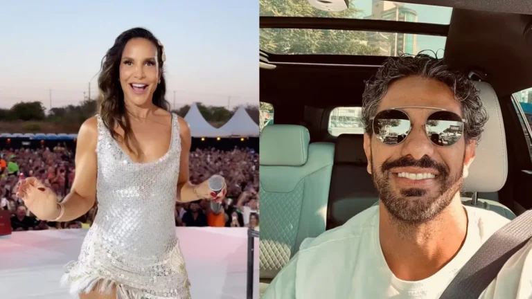 Ivete Sangalo beija novo namorado em show e cena viraliza; assista Montagem de fotos com Ivete Sangalo e Tiago Maia
