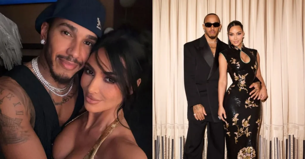 Montagem mostra Lewis Hamilton e Kim Kardashian juntos em dois registros compartilhados nas redes sociais