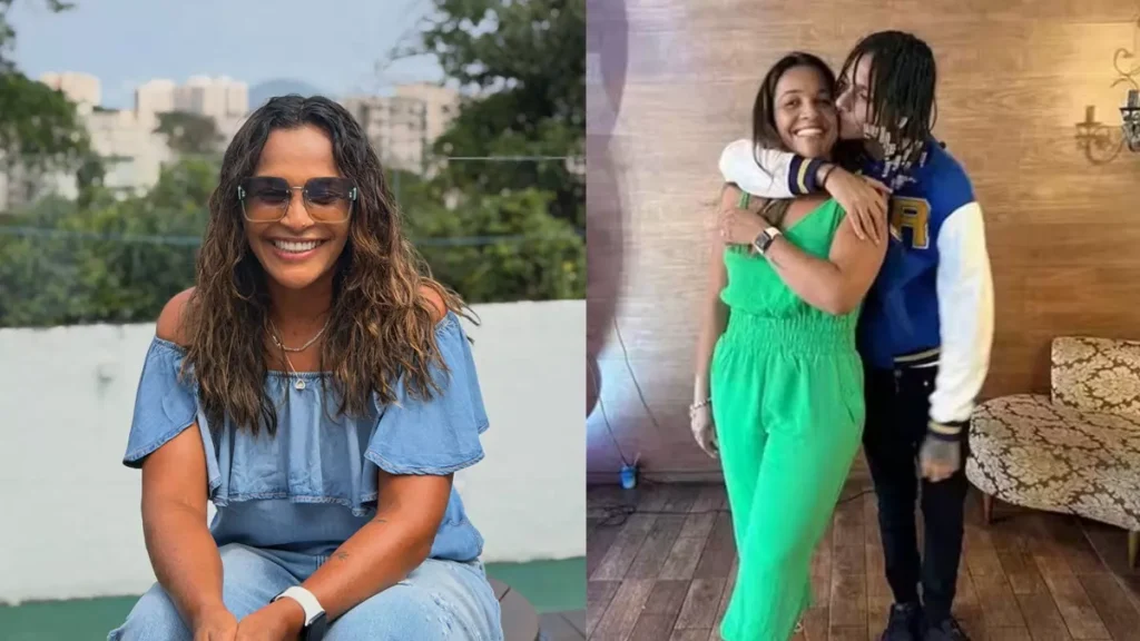 Montagem de fotos com Oruam e sua mãe, Marcia Gama.