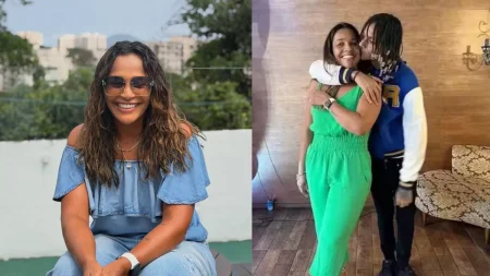 Montagem de fotos com Oruam e sua mãe, Marcia Gama.