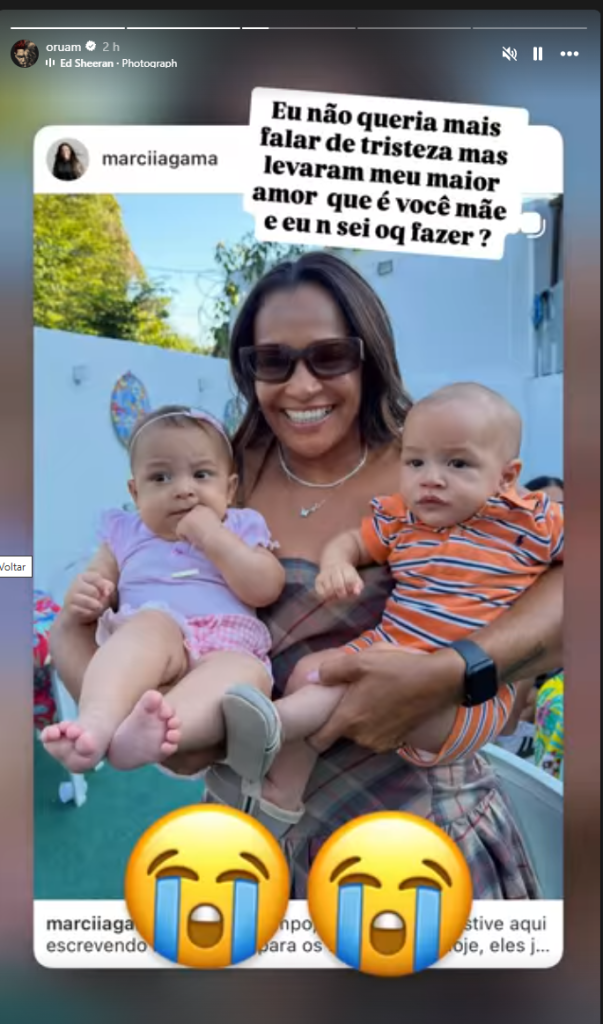 Story de Oruam falando sobre a mãe